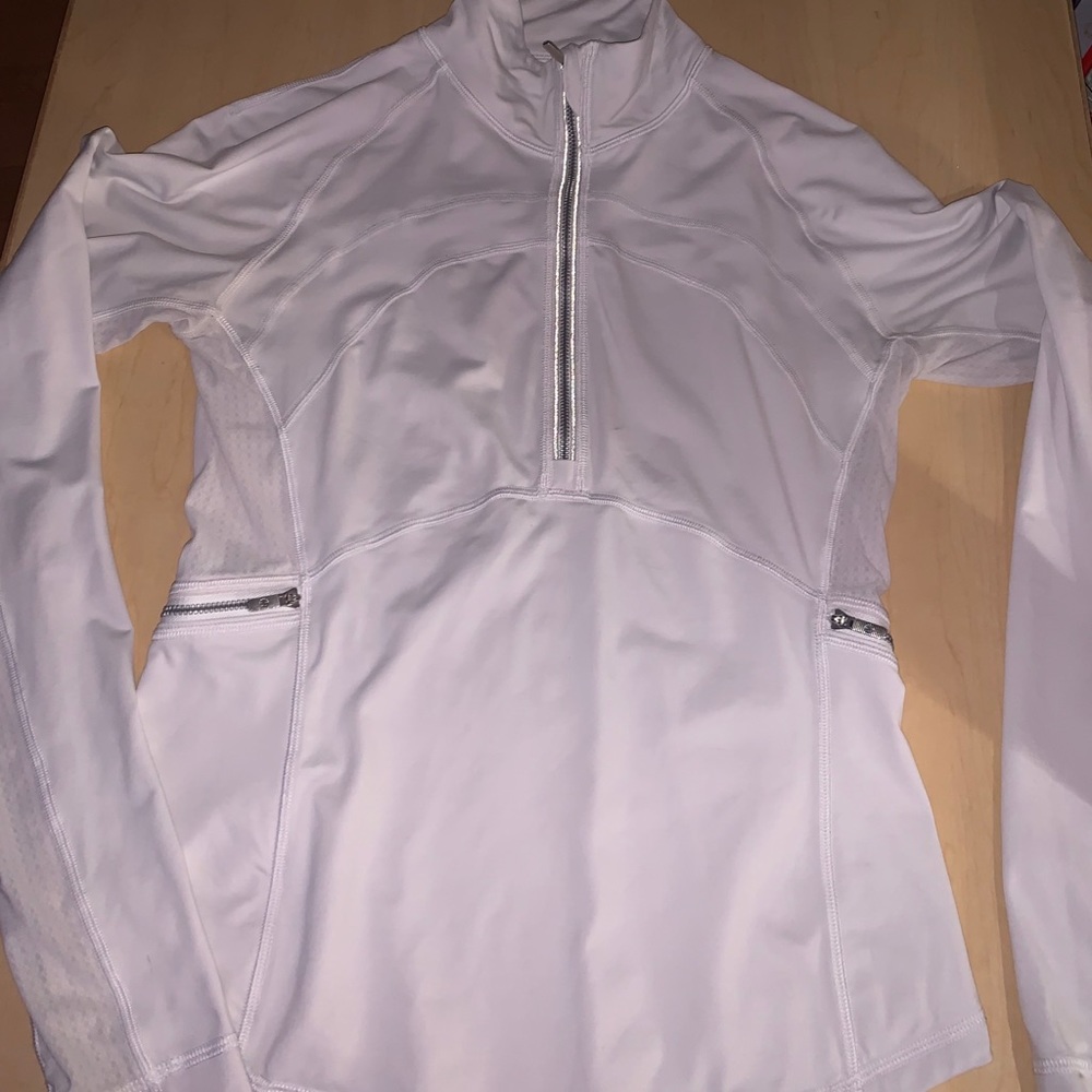 Lululemon white quarter zip w/ mesh detail size 6
